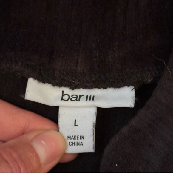 Bar III Black Corduroy Ribbed Velvet Turtleneck Pullover Sweater Size Large - Picture 6 of 10